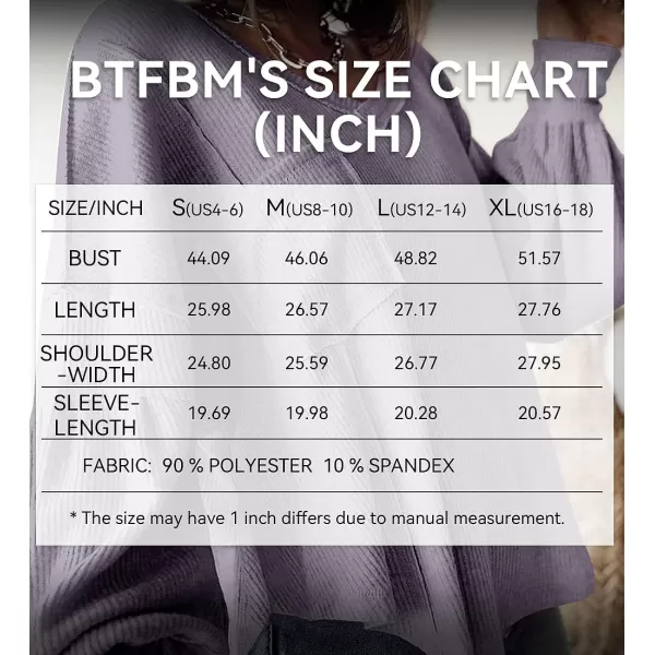 imageBTFBM Womens Casual V Neck Ribbed Knitted Shirts Pullover Tunic Tops Loose Balloon Sleeve Solid Color Blouses TopSolid Taro Purple
