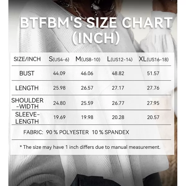 imageBTFBM Womens Casual V Neck Ribbed Knitted Shirts Pullover Tunic Tops Loose Balloon Sleeve Solid Color Blouses TopSolid White