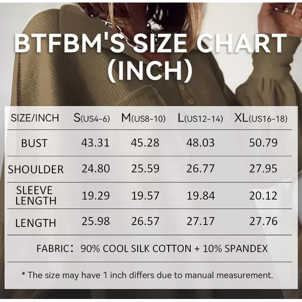 imageBTFBM Womens Casual V Neck Ribbed Knitted Shirts Pullover Tunic Tops Loose Balloon Sleeve Solid Color Blouses TopTurndown Army Green