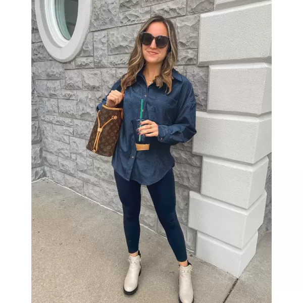 imageBTFBM Womens Corduroy Button Down Shirt Jackets Casual Rolled Long Sleeve Shacket Oversized Blouses Tops with PocketSolid Light Blue