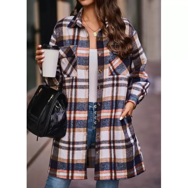 imageBTFBM Womens Corduroy Shacket Jacket Shirts Lapel Long Sleeve Oversized 2023 Fall Winter Button Down Shirt Dress PocketPlaid Dark Blue