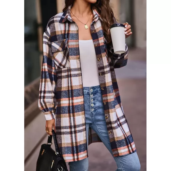 imageBTFBM Womens Corduroy Shacket Jacket Shirts Lapel Long Sleeve Oversized 2023 Fall Winter Button Down Shirt Dress PocketPlaid Dark Blue
