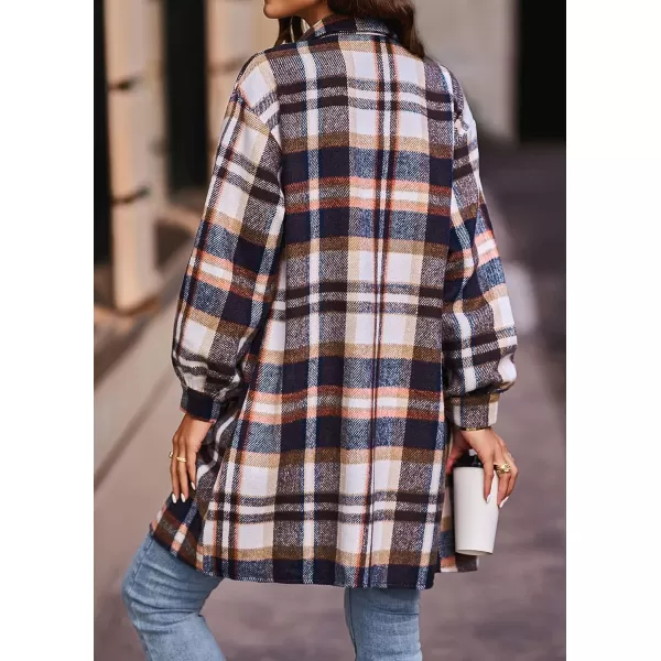 imageBTFBM Womens Corduroy Shacket Jacket Shirts Lapel Long Sleeve Oversized 2023 Fall Winter Button Down Shirt Dress PocketPlaid Dark Blue