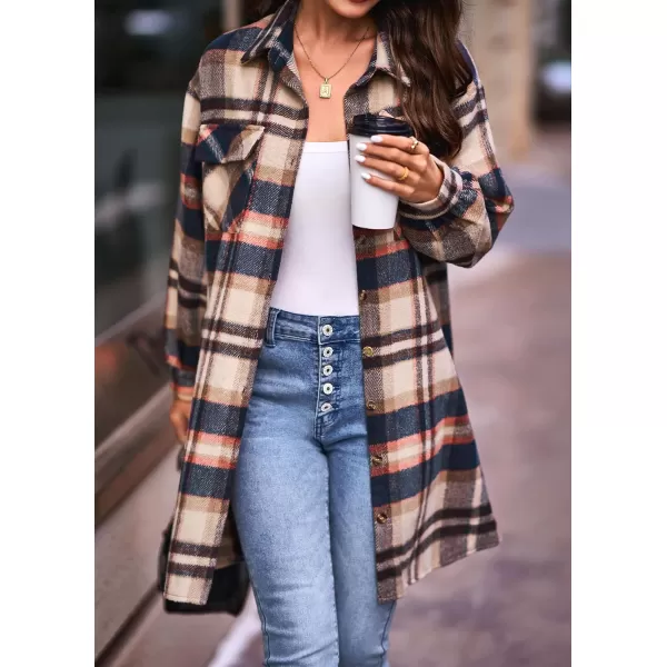 imageBTFBM Womens Corduroy Shacket Jacket Shirts Lapel Long Sleeve Oversized 2023 Fall Winter Button Down Shirt Dress PocketPlaid Orange
