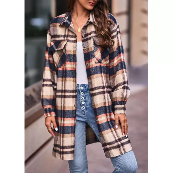 imageBTFBM Womens Corduroy Shacket Jacket Shirts Lapel Long Sleeve Oversized 2023 Fall Winter Button Down Shirt Dress PocketPlaid Orange