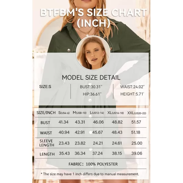 imageBTFBM Womens Corduroy Shacket Jacket Shirts Lapel Long Sleeve Oversized 2023 Fall Winter Button Down Shirt Dress PocketSolid Army Green