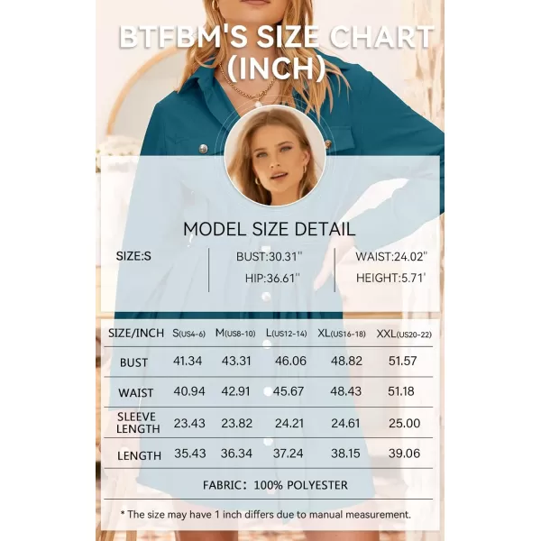 imageBTFBM Womens Corduroy Shacket Jacket Shirts Lapel Long Sleeve Oversized 2023 Fall Winter Button Down Shirt Dress PocketSolid Lake Blue
