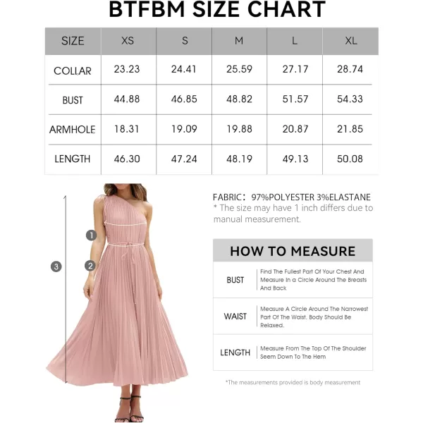 imageBTFBM Womens Drawstring One Shoulder Maxi Dresses Summer Sleeveless Tie Waist Pleated Long Flowy Party Cocktail DressSolid Pink