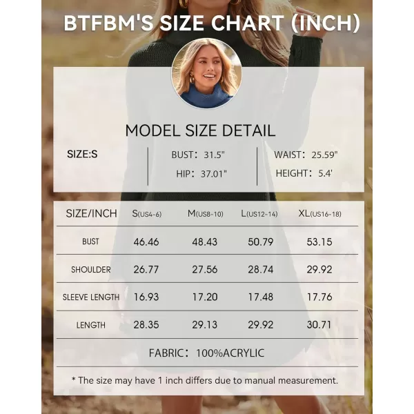imageBTFBM Womens Fashion Turtleneck Long Sleeve Sweaters Oversized Casual Chunky Knit Fall Winter Slouchy Pullover JumperSolid Army Green