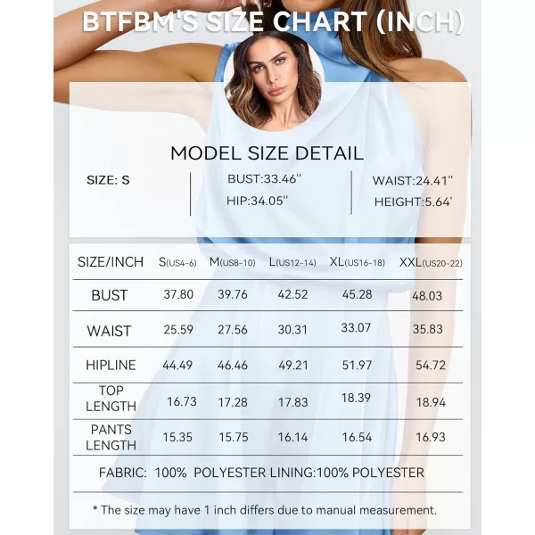 imageBTFBM Womens Mock Neck Summer Romper Satin Sleeveless Elastic Waist Casual Beach Party One Piece Short Jumpsuit RompersSolid Light Blue