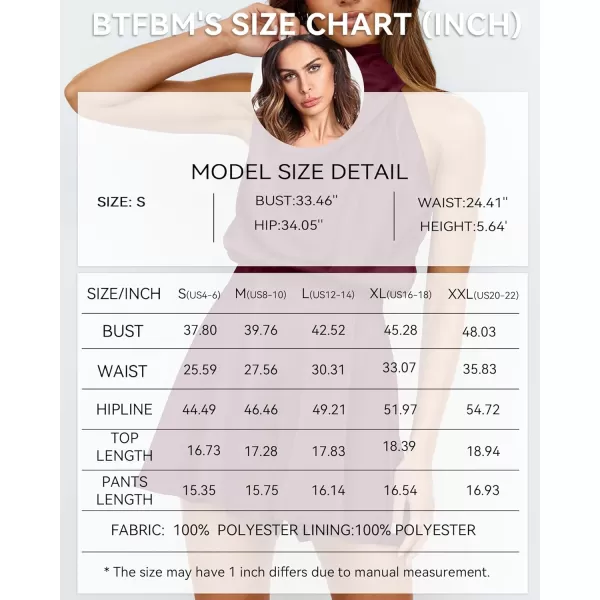 imageBTFBM Womens Mock Neck Summer Romper Satin Sleeveless Elastic Waist Casual Beach Party One Piece Short Jumpsuit RompersSolid Wine Red
