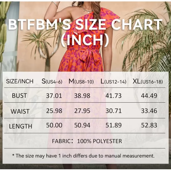 imageBTFBM Womens One Shoulder Maxi Dress Sleeveless Casual Summer Layered Ruffle Boho Floral Print Party Beach ALine DressesFloral Orange Purple