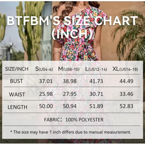 imageBTFBM Womens One Shoulder Maxi Dress Sleeveless Casual Summer Layered Ruffle Boho Floral Print Party Beach ALine DressesMulticolored Black