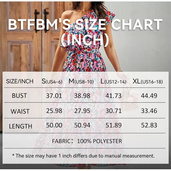 imageBTFBM Womens One Shoulder Maxi Dress Sleeveless Casual Summer Layered Ruffle Boho Floral Print Party Beach ALine DressesMulticolored Navy