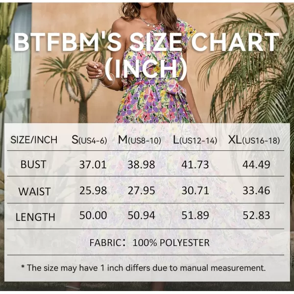 imageBTFBM Womens One Shoulder Maxi Dress Sleeveless Casual Summer Layered Ruffle Boho Floral Print Party Beach ALine DressesMulticolored Purple