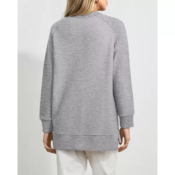 imageBTFBM Womens Oversized Sweatshirt 2023 Fall Fashion Crew Neck Long Sleeve Slit Casual Pullover Tops with Side ZipperSolid Grey