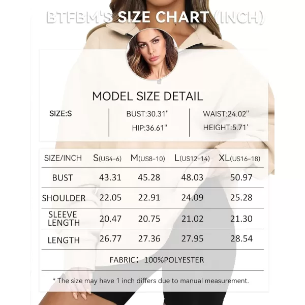 imageBTFBM Womens Quarter Zip Long Sleeve Sweatshirt Oversized Casual 2023 Fall Winter Fashion Hoodies Pullover Y2K ClothesSolid Apricot