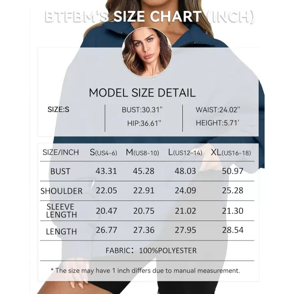imageBTFBM Womens Quarter Zip Long Sleeve Sweatshirt Oversized Casual 2023 Fall Winter Fashion Hoodies Pullover Y2K ClothesSolid Dark Blue