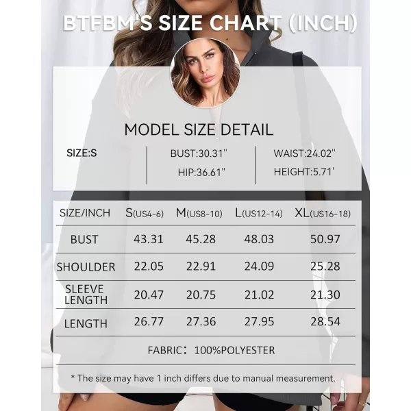 imageBTFBM Womens Quarter Zip Long Sleeve Sweatshirt Oversized Casual 2023 Fall Winter Fashion Hoodies Pullover Y2K ClothesSolid Dark Grey