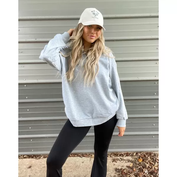 imageBTFBM Womens Quarter Zip Long Sleeve Sweatshirt Oversized Casual 2023 Fall Winter Fashion Hoodies Pullover Y2K ClothesSolid Grey