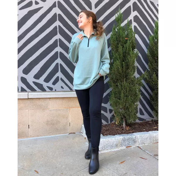 imageBTFBM Womens Quarter Zip Long Sleeve Sweatshirt Oversized Casual 2023 Fall Winter Fashion Hoodies Pullover Y2K ClothesSolid Grey Green