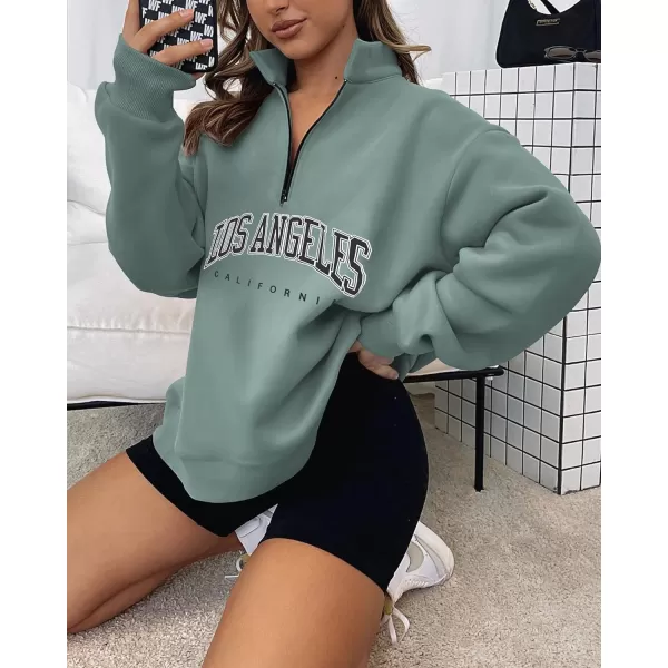 imageBTFBM Womens Quarter Zip Long Sleeve Sweatshirt Oversized Casual 2023 Fall Winter Fashion Hoodies Pullover Y2K ClothesZipper Grey Blue