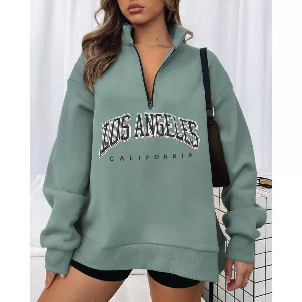 imageBTFBM Womens Quarter Zip Long Sleeve Sweatshirt Oversized Casual 2023 Fall Winter Fashion Hoodies Pullover Y2K ClothesZipper Grey Blue