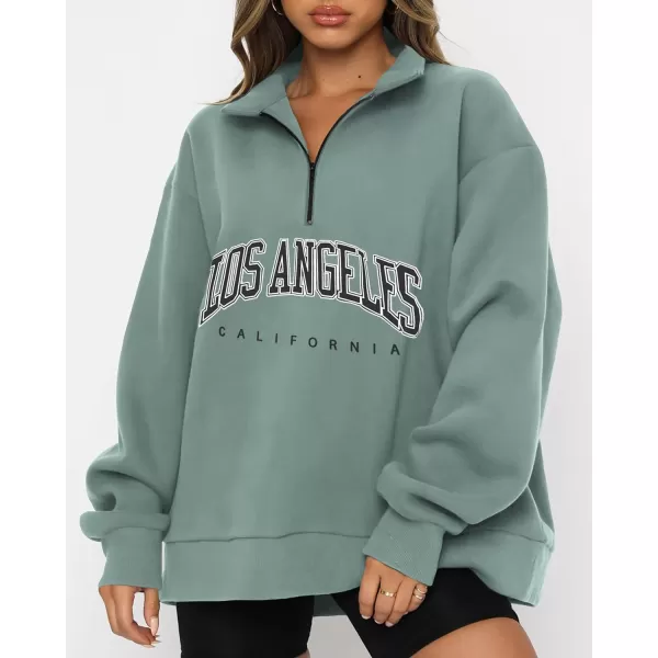 imageBTFBM Womens Quarter Zip Long Sleeve Sweatshirt Oversized Casual 2023 Fall Winter Fashion Hoodies Pullover Y2K ClothesZipper Grey Blue