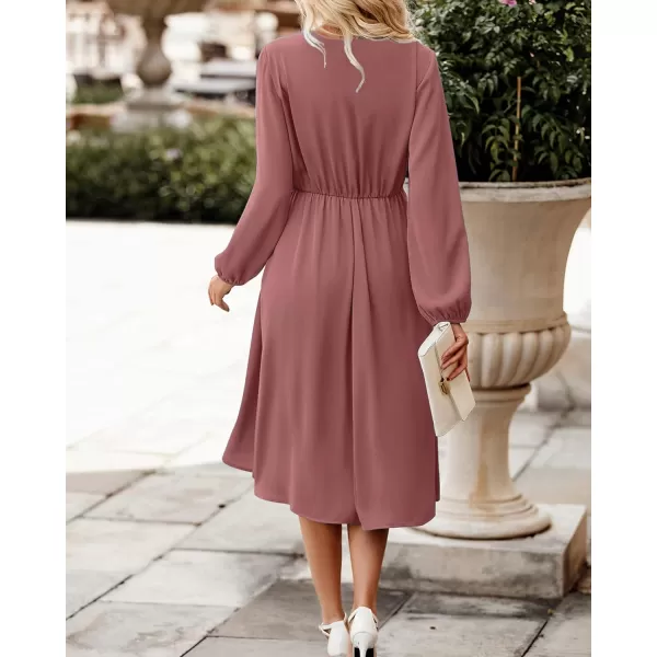 imageBTFBM Womens Satin Deep V Neck Summer Dresses Short Sleeve Tie Front High Waist Flowy Ruffle ALine Midi Cocktail DressLong Solid Brown Red