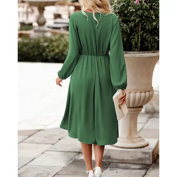 imageBTFBM Womens Satin Deep V Neck Summer Dresses Short Sleeve Tie Front High Waist Flowy Ruffle ALine Midi Cocktail DressLong Solid Green