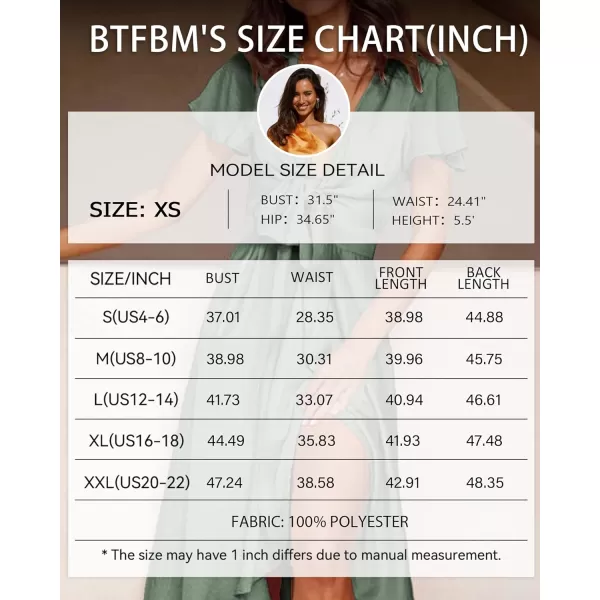imageBTFBM Womens Satin Deep V Neck Summer Dresses Short Sleeve Tie Front High Waist Flowy Ruffle ALine Midi Cocktail DressSolid Army Green