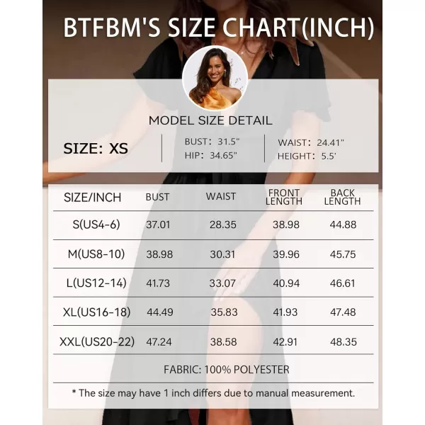 imageBTFBM Womens Satin Deep V Neck Summer Dresses Short Sleeve Tie Front High Waist Flowy Ruffle ALine Midi Cocktail DressSolid Black
