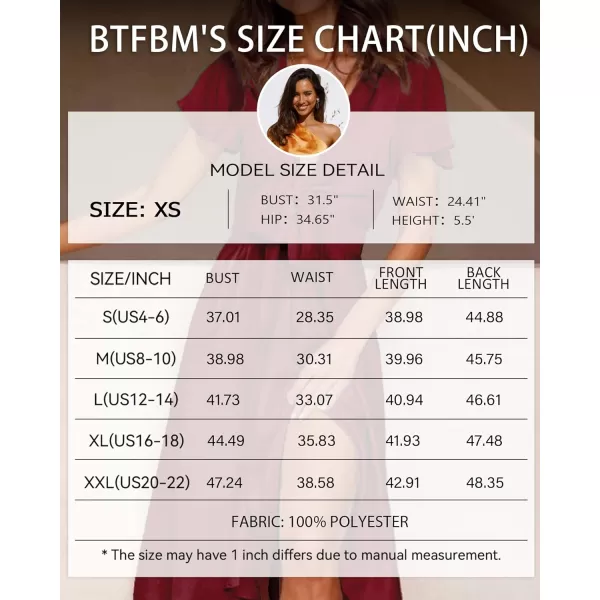 imageBTFBM Womens Satin Deep V Neck Summer Dresses Short Sleeve Tie Front High Waist Flowy Ruffle ALine Midi Cocktail DressSolid Deep Red