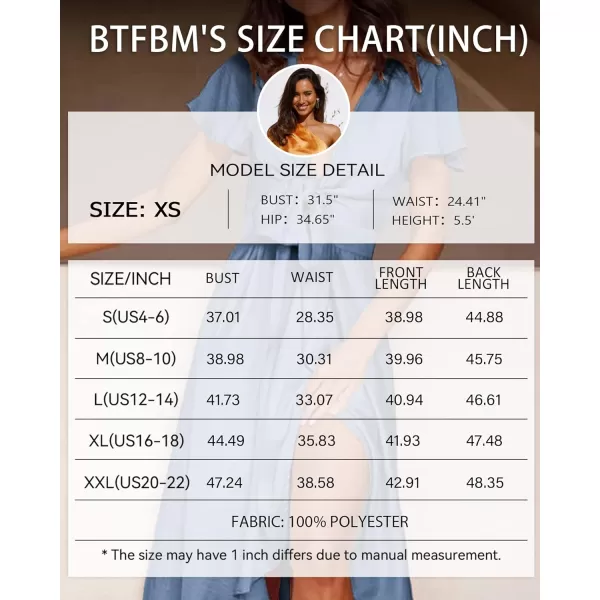 imageBTFBM Womens Satin Deep V Neck Summer Dresses Short Sleeve Tie Front High Waist Flowy Ruffle ALine Midi Cocktail DressSolid Grey Blue