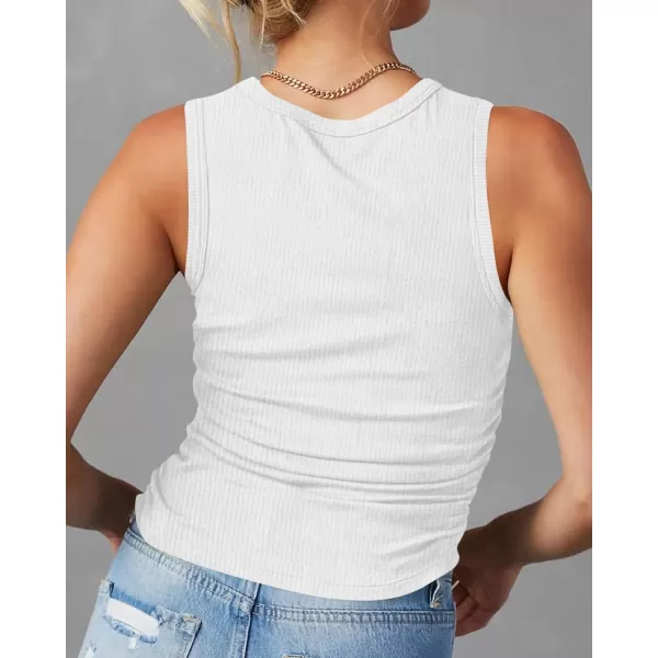 imageBTFBM Womens Sleeveless Tank Tops 2024 Summer Clothes Crew Neck Racerback Slim Cropped Casual Ribbed Knit Shirt TopSolid White