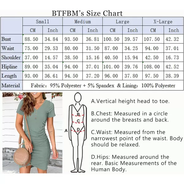 imageBTFBM Womens Summer Casual V Neck Short Sleeve Ruched Bodycon T Shirt Short Mini Dresses with ButtonsGrey Green