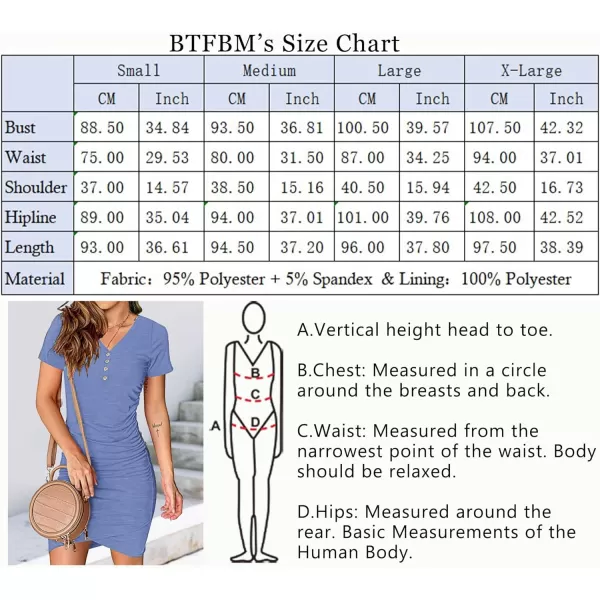 imageBTFBM Womens Summer Casual V Neck Short Sleeve Ruched Bodycon T Shirt Short Mini Dresses with ButtonsIce Blue