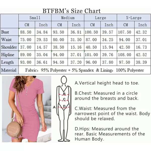 imageBTFBM Womens Summer Casual V Neck Short Sleeve Ruched Bodycon T Shirt Short Mini Dresses with ButtonsLight Red