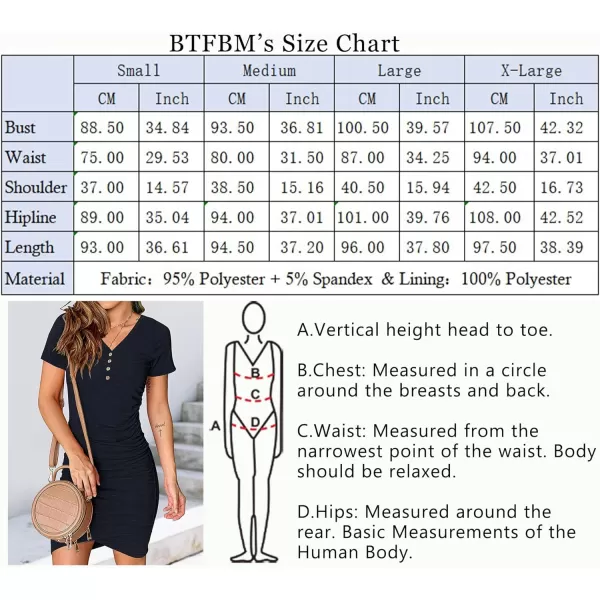 imageBTFBM Womens Summer Casual V Neck Short Sleeve Ruched Bodycon T Shirt Short Mini Dresses with ButtonsNavy
