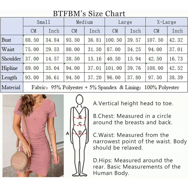 imageBTFBM Womens Summer Casual V Neck Short Sleeve Ruched Bodycon T Shirt Short Mini Dresses with ButtonsPink