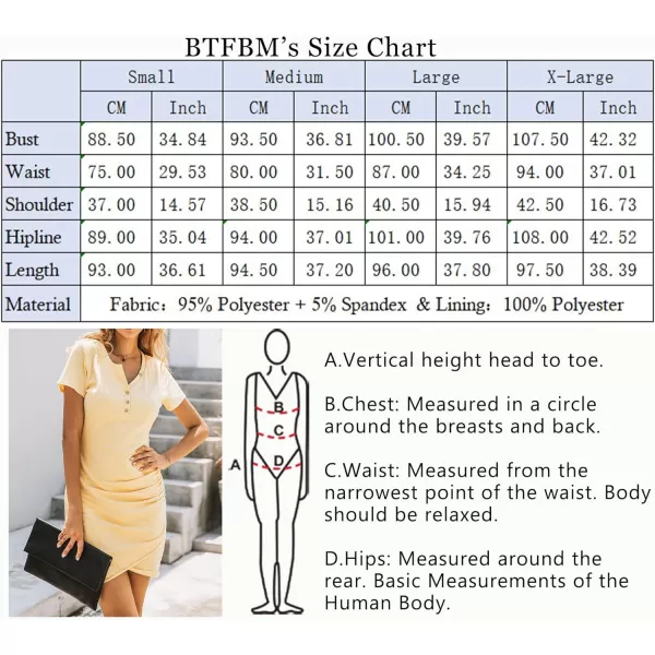 imageBTFBM Womens Summer Casual V Neck Short Sleeve Ruched Bodycon T Shirt Short Mini Dresses with ButtonsYellow