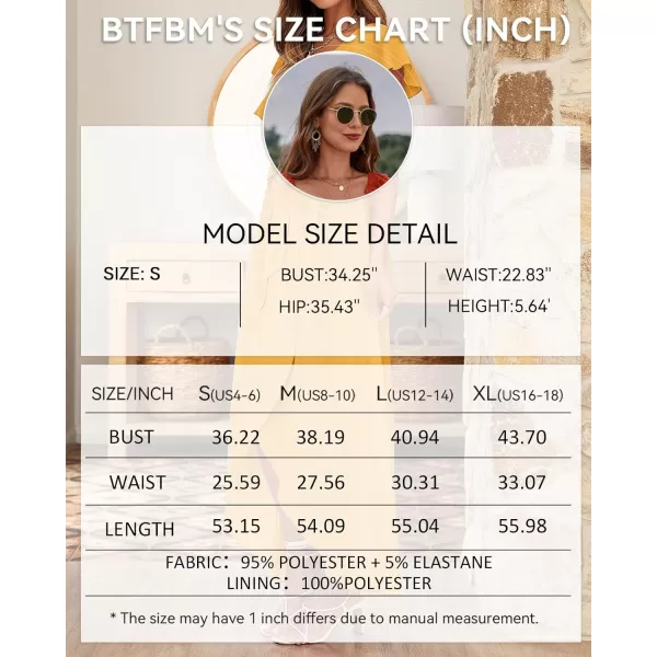 imageBTFBM Womens Summer Chiffon Maxi Dresses Deep V Neck Ruffle Short Sleeve Beach Party Cocktail Flowy Wrap Dress with BeltSolid Turmeric