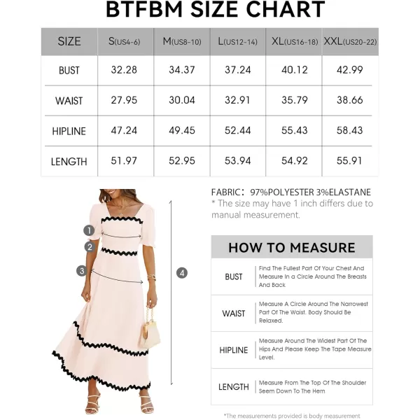 imageBTFBM Womens Summer Dresses 2024 Square Neck Short Puff Sleeve Smocked Tie Back Beach Vacation Flowy Long Maxi DressSolid Beige