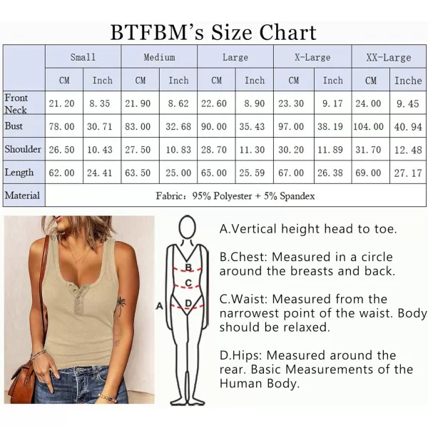 imageBTFBM Womens Summer Ribbed Tank Tops Crew Neck Button Down Slim Fit Basic Sleeveless Tunic Blouse Casual Henley ShirtsSleeveless Apricot