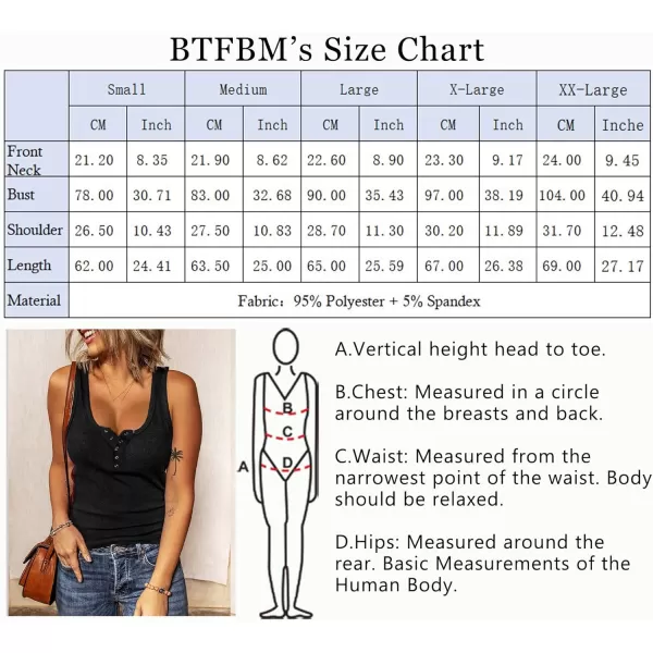imageBTFBM Womens Summer Ribbed Tank Tops Crew Neck Button Down Slim Fit Basic Sleeveless Tunic Blouse Casual Henley ShirtsSleeveless Black