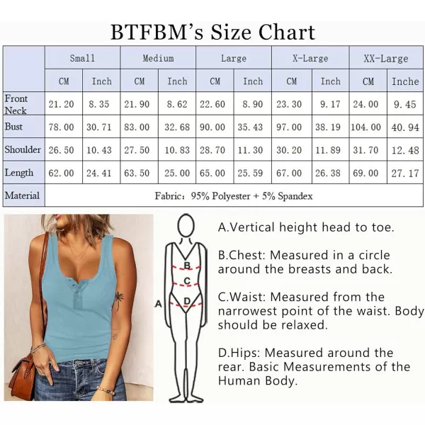 imageBTFBM Womens Summer Ribbed Tank Tops Crew Neck Button Down Slim Fit Basic Sleeveless Tunic Blouse Casual Henley ShirtsSleeveless Dark Blue