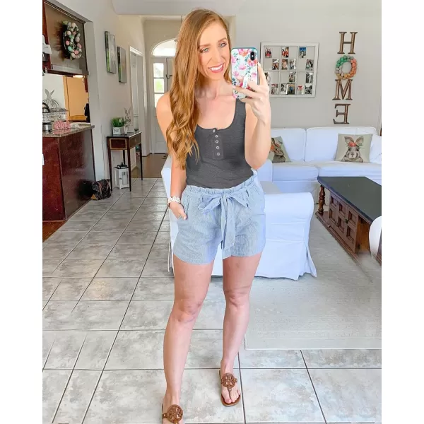 imageBTFBM Womens Summer Ribbed Tank Tops Crew Neck Button Down Slim Fit Basic Sleeveless Tunic Blouse Casual Henley ShirtsSleeveless Dark Grey