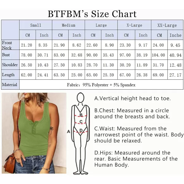 imageBTFBM Womens Summer Ribbed Tank Tops Crew Neck Button Down Slim Fit Basic Sleeveless Tunic Blouse Casual Henley ShirtsSleeveless Green