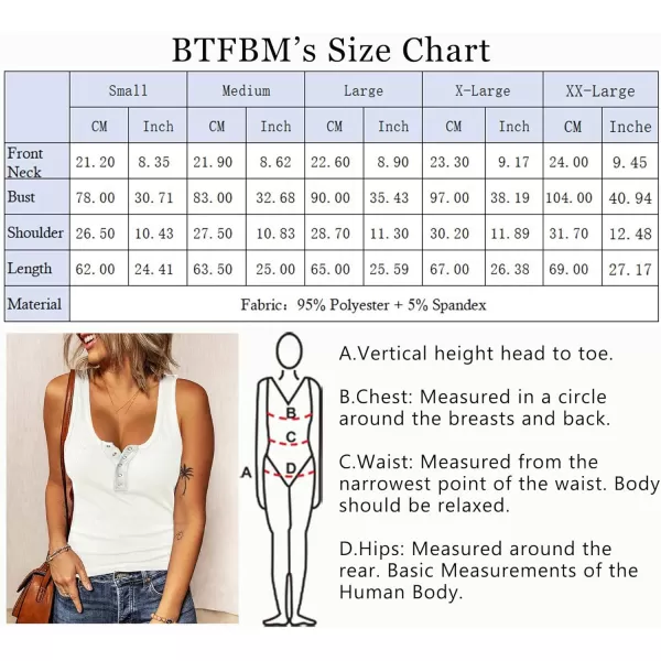 imageBTFBM Womens Summer Ribbed Tank Tops Crew Neck Button Down Slim Fit Basic Sleeveless Tunic Blouse Casual Henley ShirtsSleeveless White