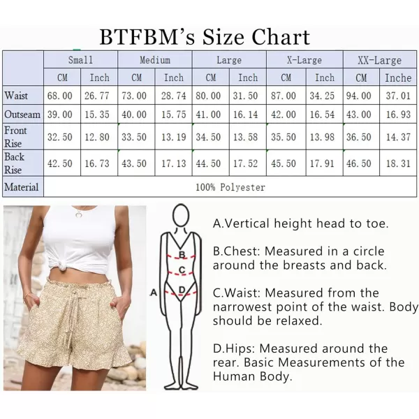 imageBTFBM Womens Summer Shorts 2023 Floral Elastic High Waisted Belted Casual Beach Ruffle Short Lounge Pants with PocketsFloral Apricot